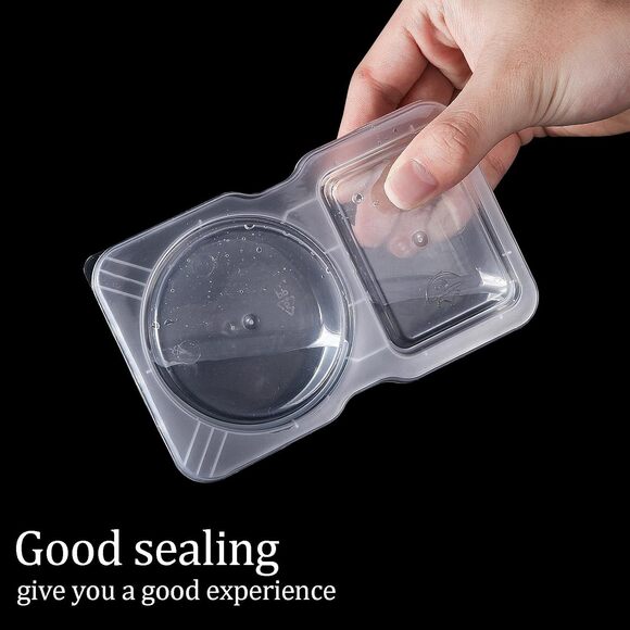 20 Pack Disposable Snack Containers with Lids, Double Compartment Sauce Cups - Picture 3 of 9